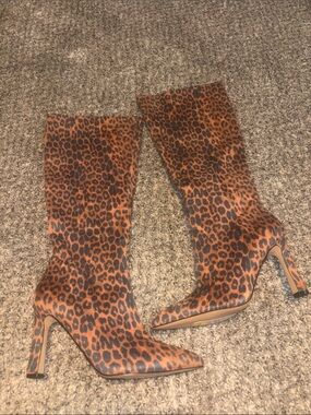 Jessica Simpson Leopard-Print Over-the-Knee Boots - Brown & Black
